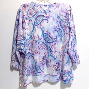 Westbound Woman Women's Multicolor Paisley 3/4 Sleeve Top – Size: 1X